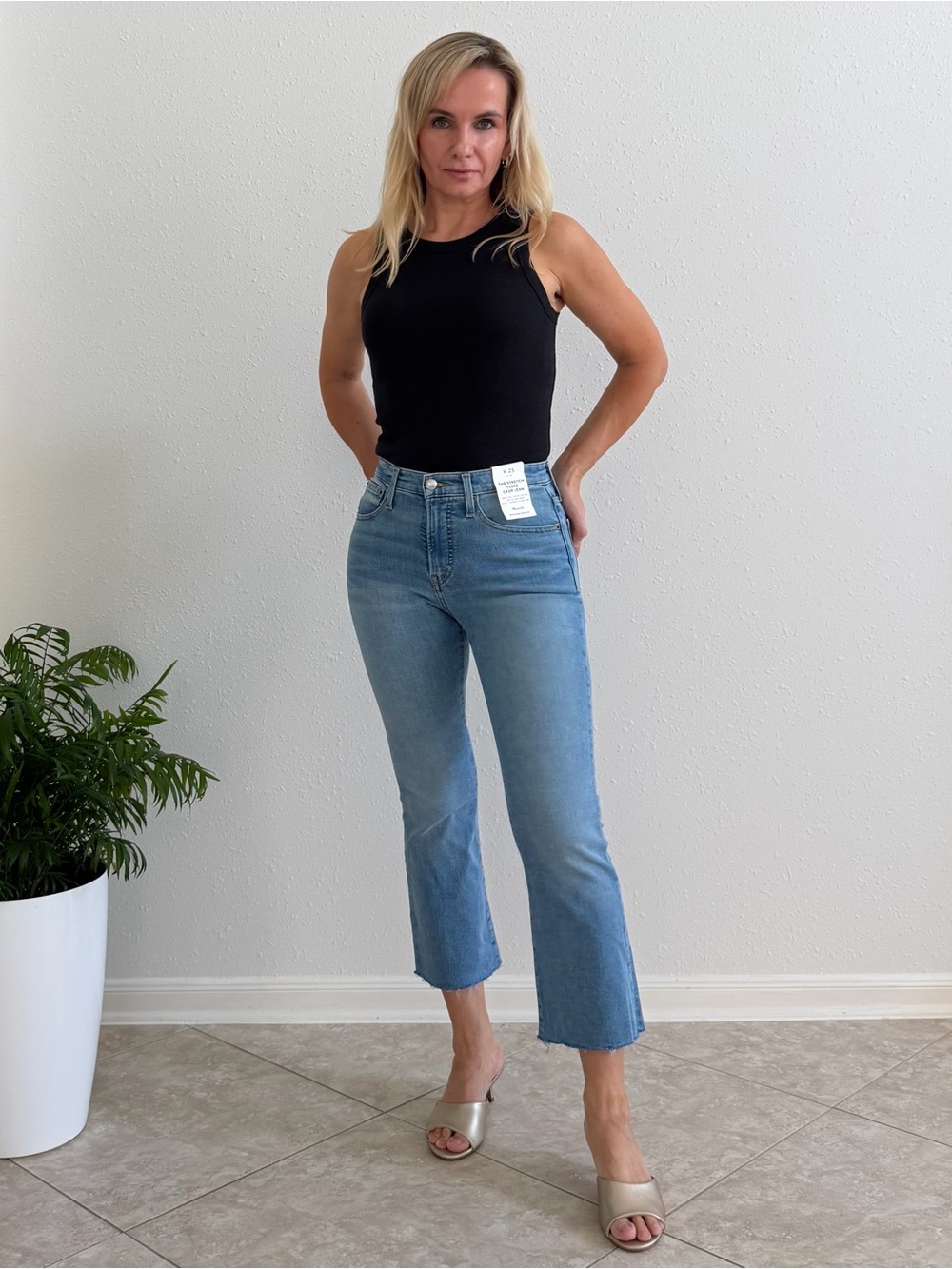 Madewell The Stretch Flare Crop Jeans High Rise Blue Size 25 NWT